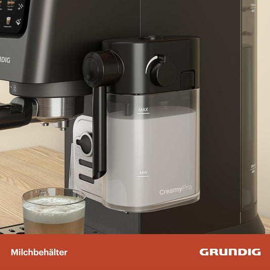 Grundig KSM 5330 Siebträgermaschine mit Milchbehälter – Dark Inox