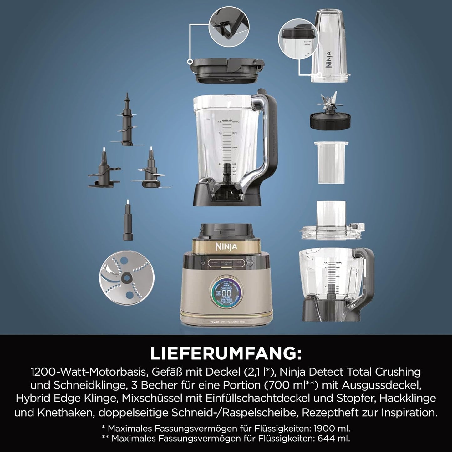 Ninja 3-in-1 Detect Power Mixer & Food Processor Pro – Stone Gold