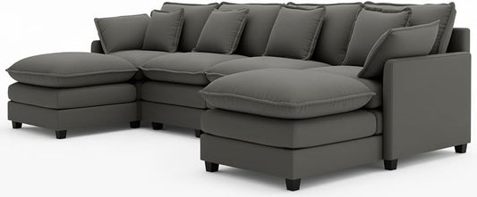 Urhanherry U-Form Cloud Sofa – 6-Sitzer XXL-Wohnlandschaft
