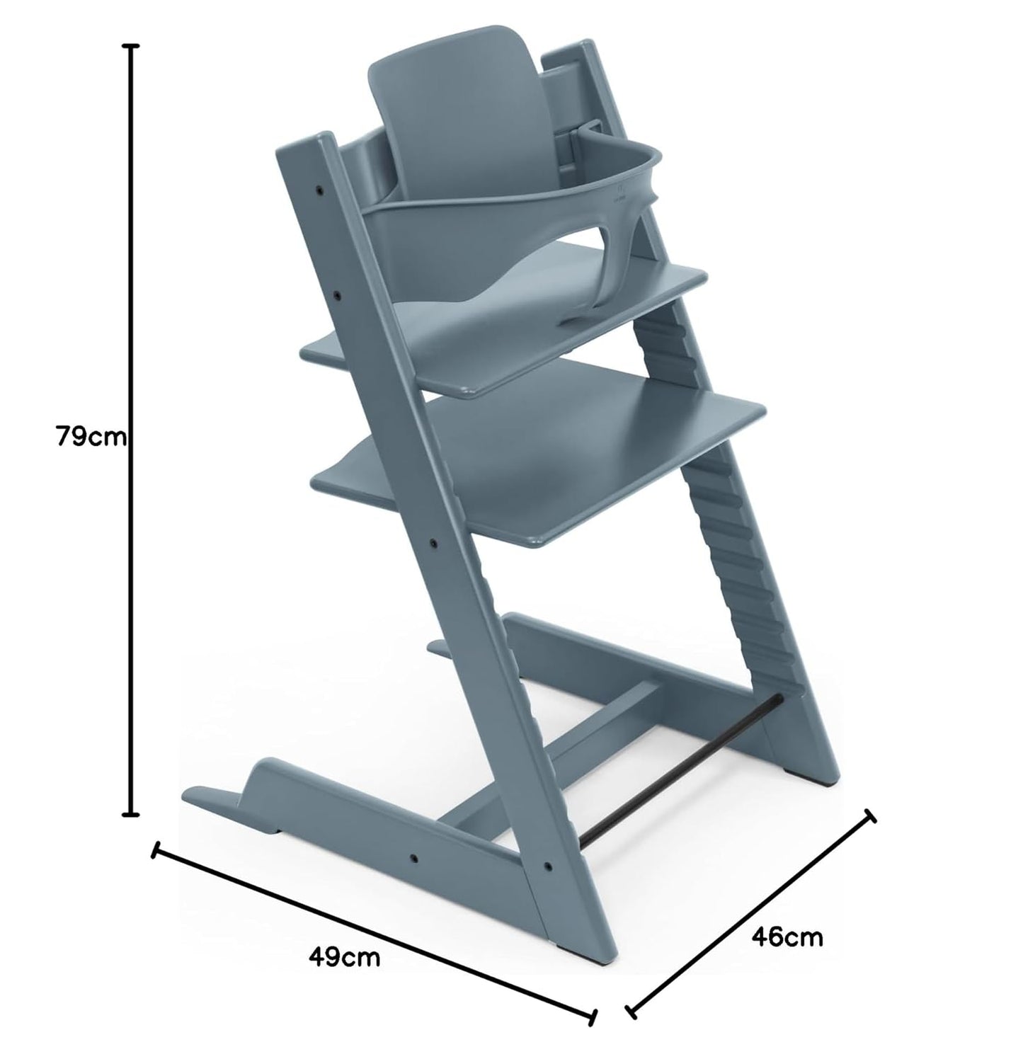 Stokke TRIPP TRAPP® Hochstuhl Fjord Blue inkl. Baby Set – Das mitwachsende Komplettset