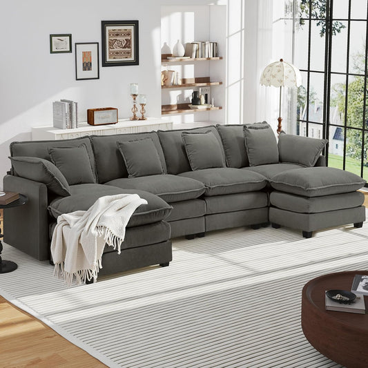 Urhanherry U-Form Cloud Sofa – 6-Sitzer XXL-Wohnlandschaft