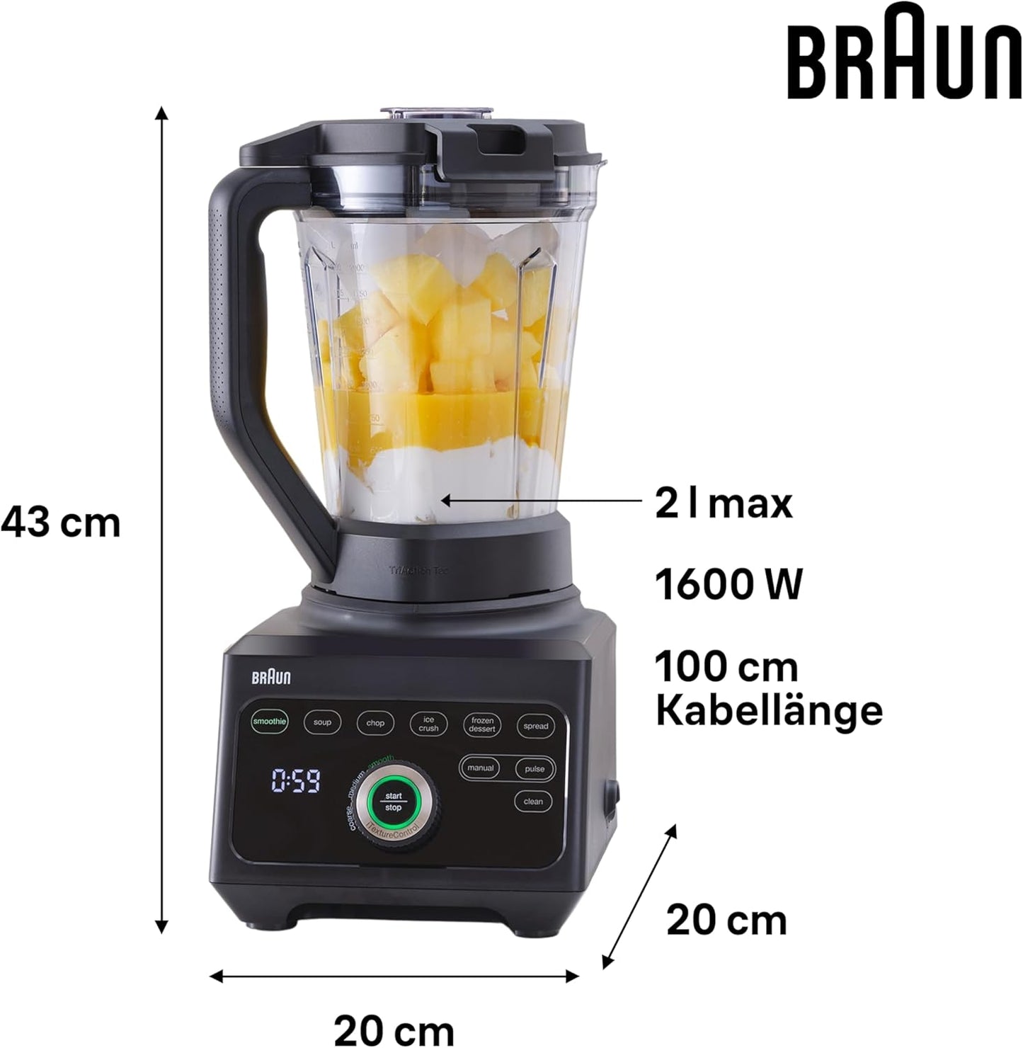 Braun PowerBlend 9 JB9040BK Hochleistungsmixer – Schwarz