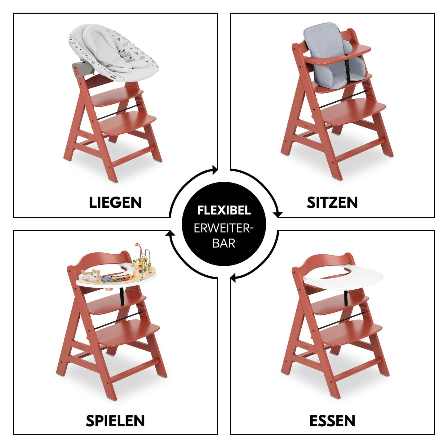 Hauck Alpha + Hochstuhl Kork – Mitwachsender Holzstuhl aus Buchenholz