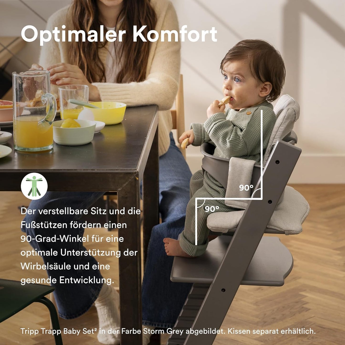 Stokke TRIPP TRAPP® Hochstuhl Fjord Blue inkl. Baby Set – Das mitwachsende Komplettset