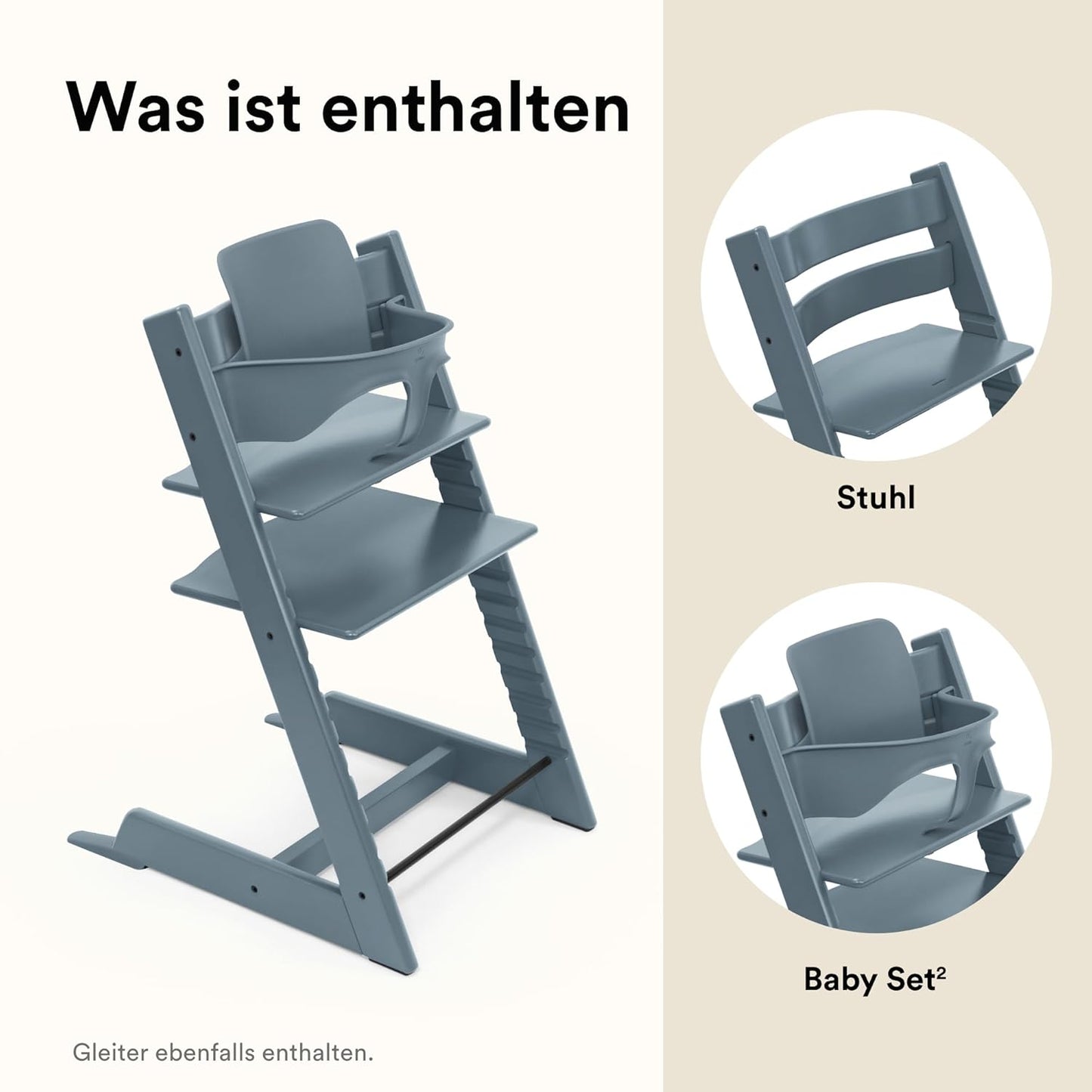 Stokke TRIPP TRAPP® Hochstuhl Fjord Blue inkl. Baby Set – Das mitwachsende Komplettset