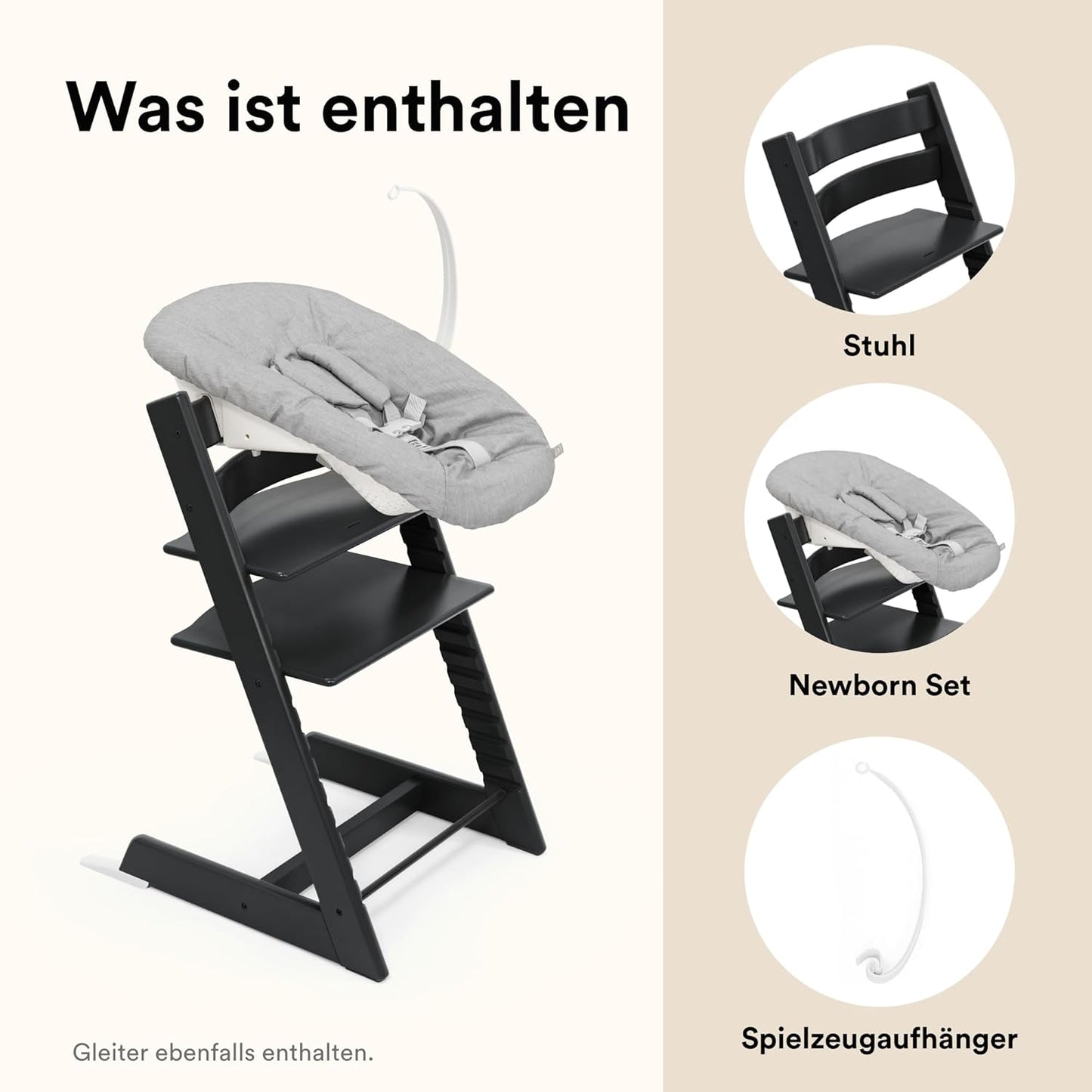 Stokke TRIPP TRAPP® Hochstuhl Schwarz inkl. Newborn Set – Die Komplettlösung ab der Geburt